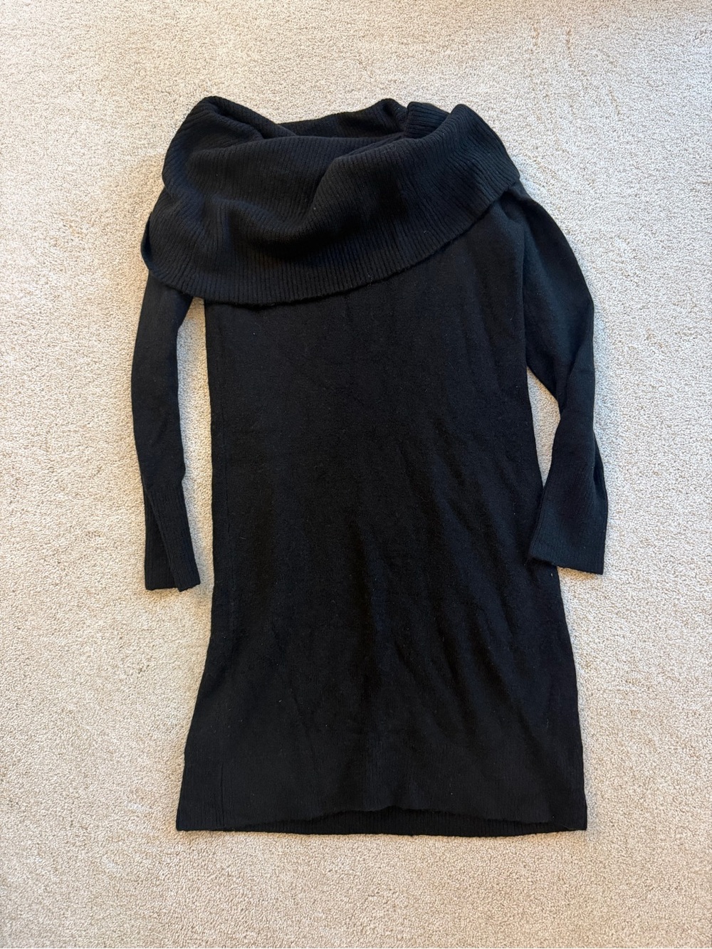 LOFT Black Off-the-Shoulder Knit Sweater Dress